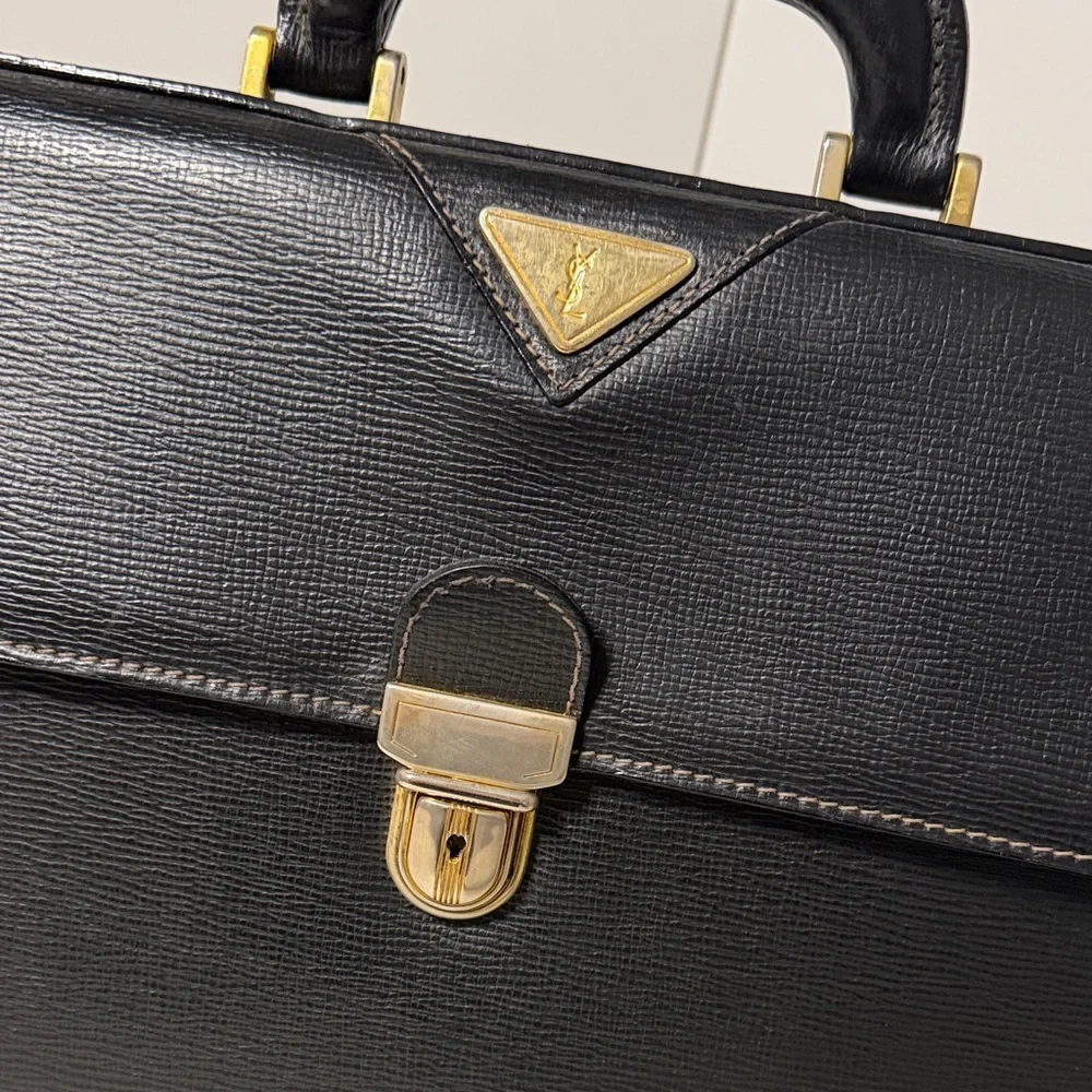 YSL Black Leather Briefcase